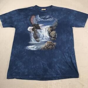 Vintage The Mountain Shirt Mens 2XL Blue Short Sleeve Bald Eagle Nature Adult‎